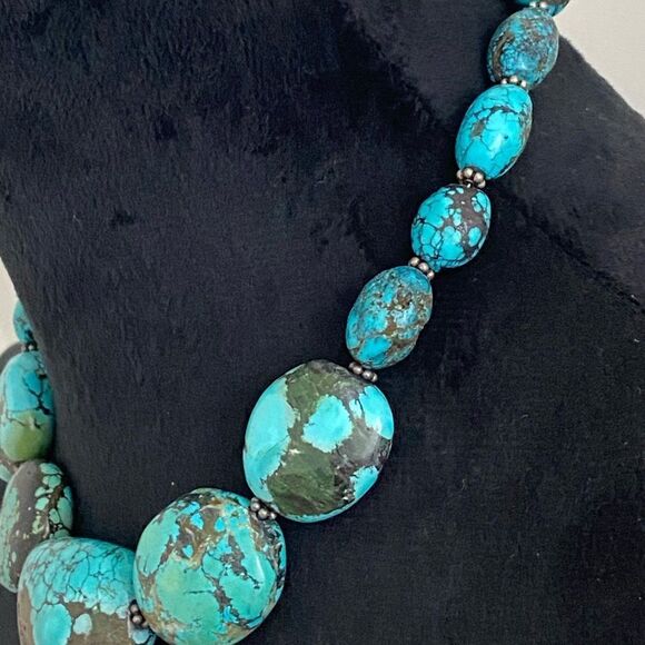Chunky Turquoise Nugget Necklace - Picture 4 of 6